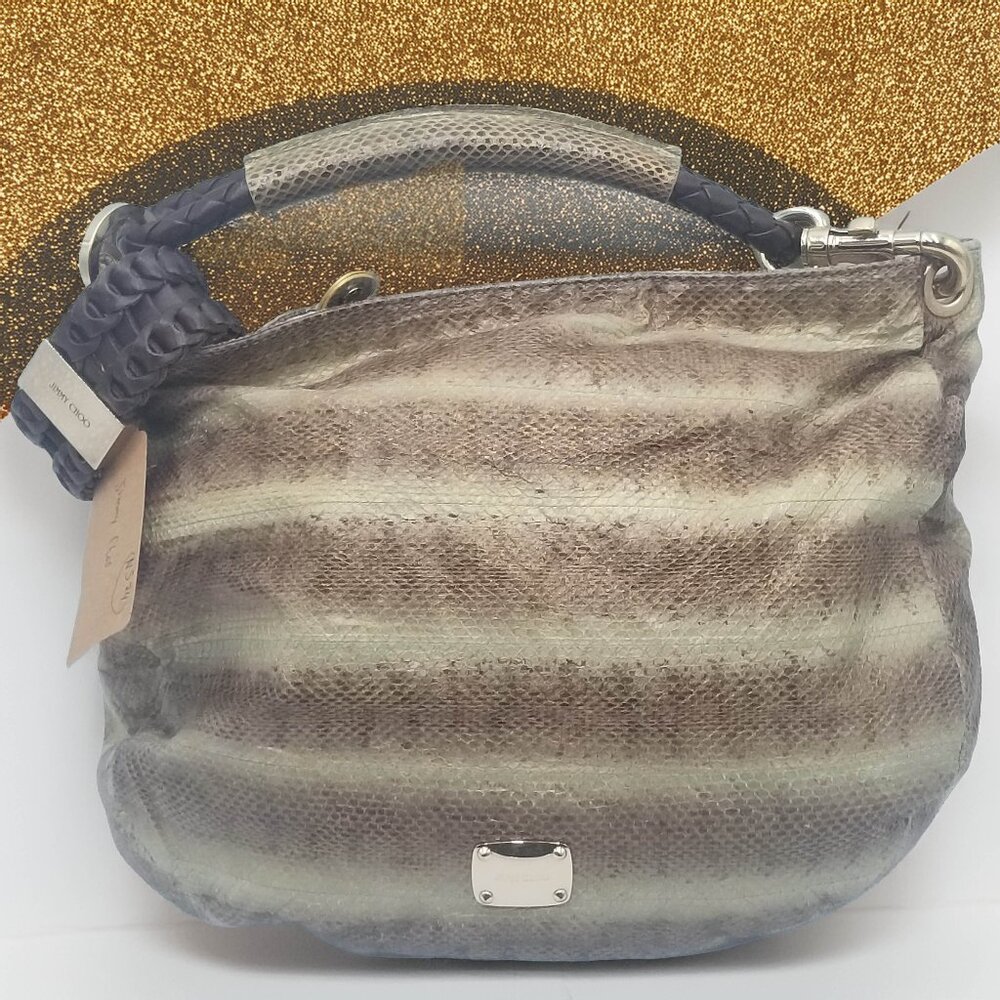 Jimmy Choo Python Snake Skin Green Python Shoulde… - image 1